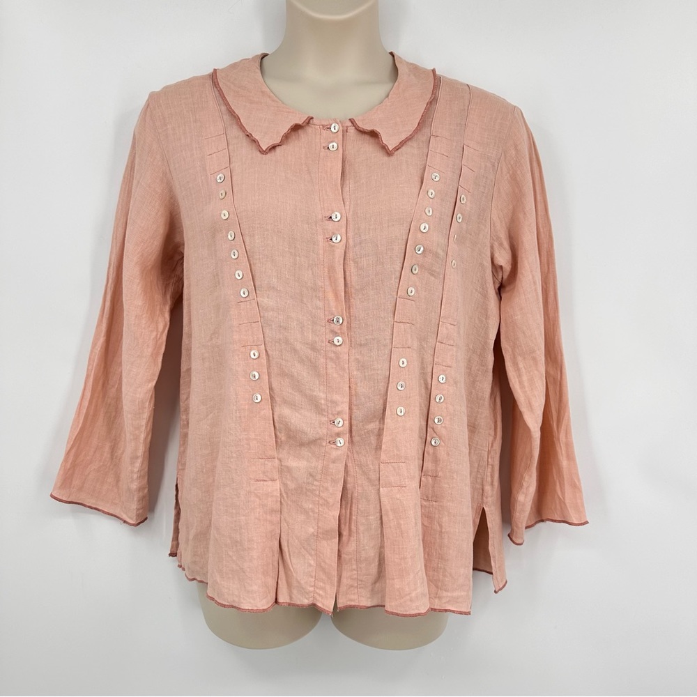 Nooshin Femme Blouse Natural Fibre Linen Blend Dusty Pink Size M